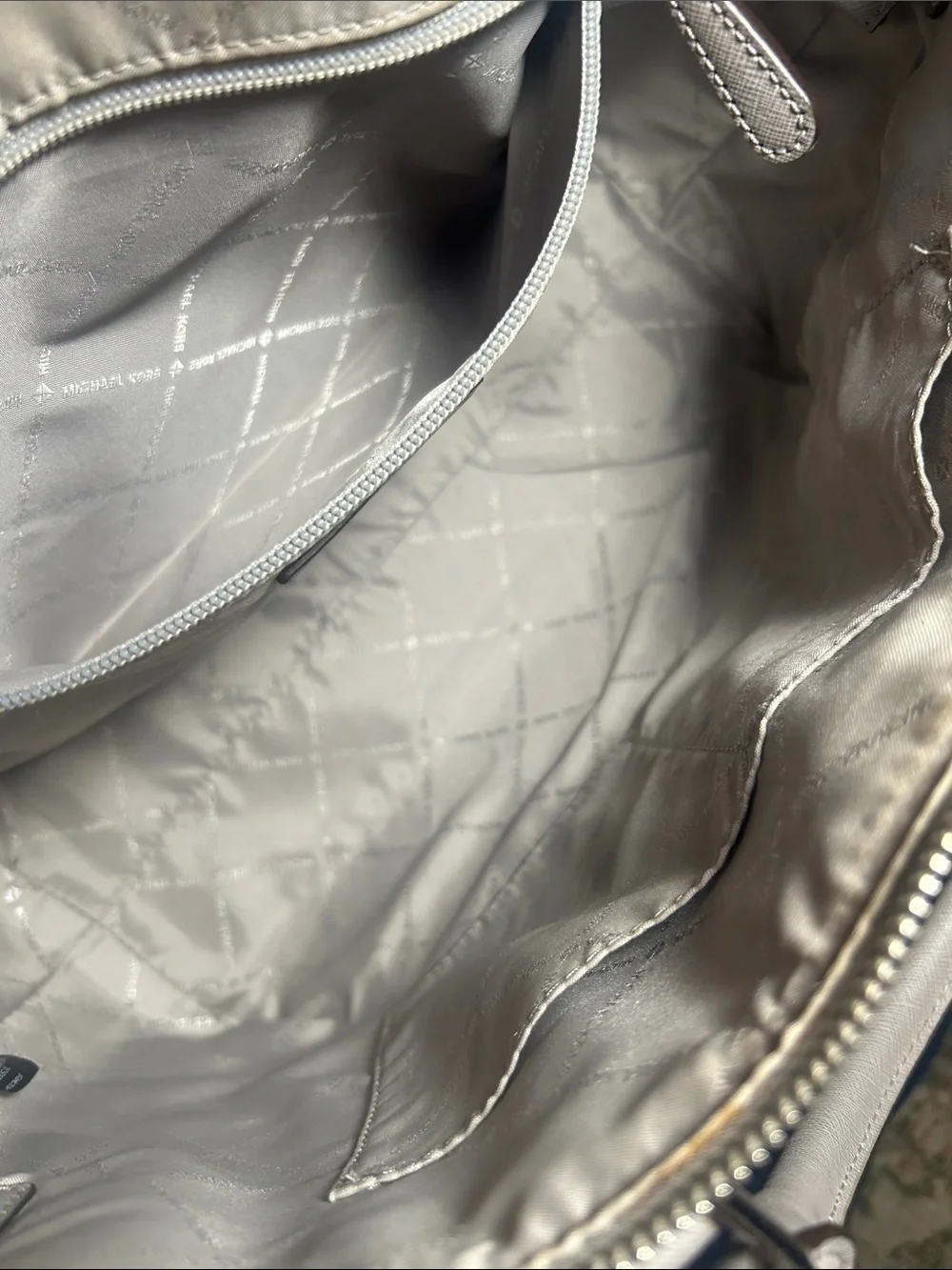 Like New Michael Kors Saffiano Leather Satchel in Light Grey